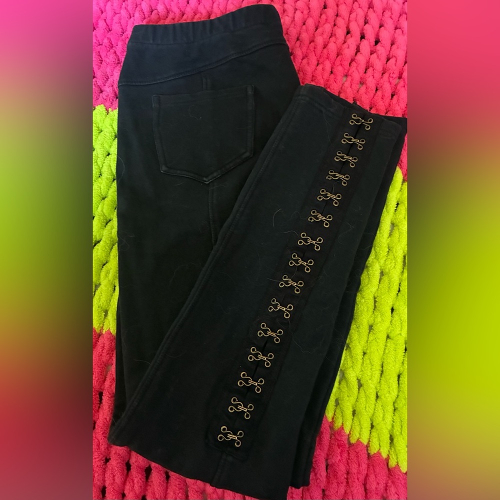 Punk Rave Black Pants with Gold Hook Accents